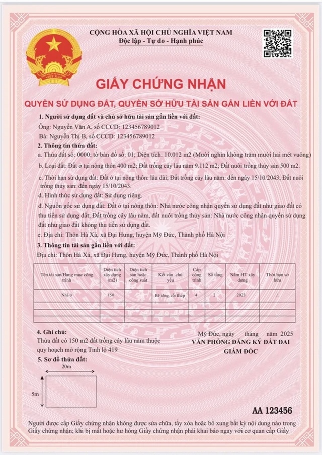 Chính thức cấp sổ đỏ mẫu mới có mã QR