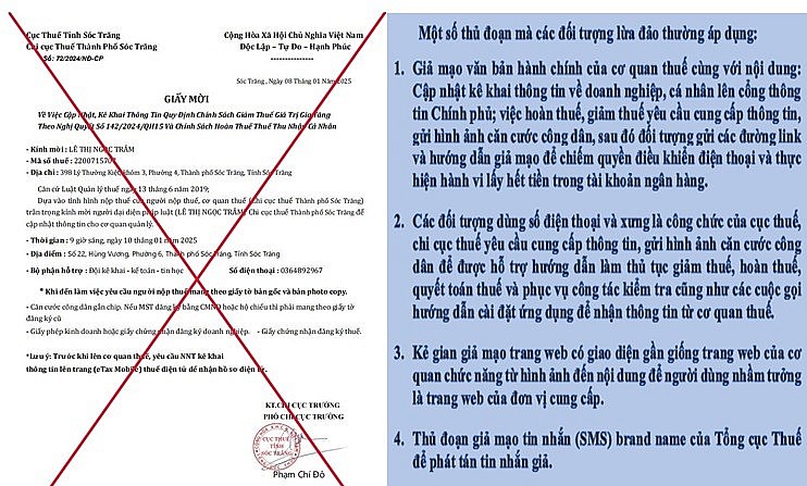 Sóc Trăng: Cảnh báo hành vi giả danh cơ quan thuế để lừa đảo