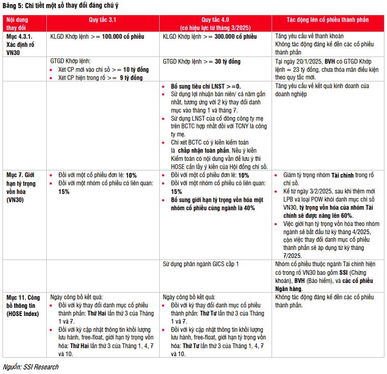 Kết quả thay đổi danh mục chỉ số VN30 và VNFIN Lead kỳ quý I/2025 ra sao?