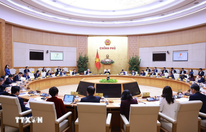 Thủ tướng Phạm Minh Chính chủ trì cuộc họp. (Ảnh: Dương Giang/TTXVN)