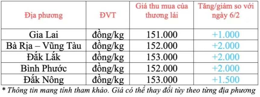 Ngày 7/2: Giá cà phê và hồ tiêu tiếp tục tăng cao
