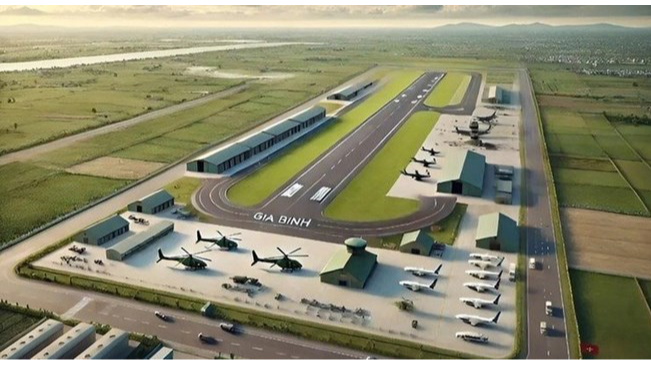 Phương án xây dựng tuyến đường kết nối sân bay Gia Bình với Thủ đô Hà Nội Phối cảnh dự án sân bay Gia Bình (tỉnh Bắc Ninh). Ảnh: VGP