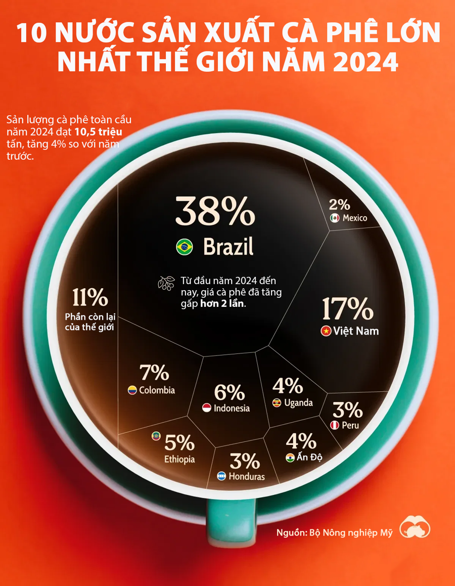 10 nước sản xuất cà phê lớn nhất thế giới