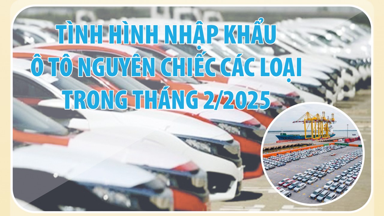 Infographics: Tình hình nhập khẩu ô tô nguyên chiếc các loại trong tháng 2/2025