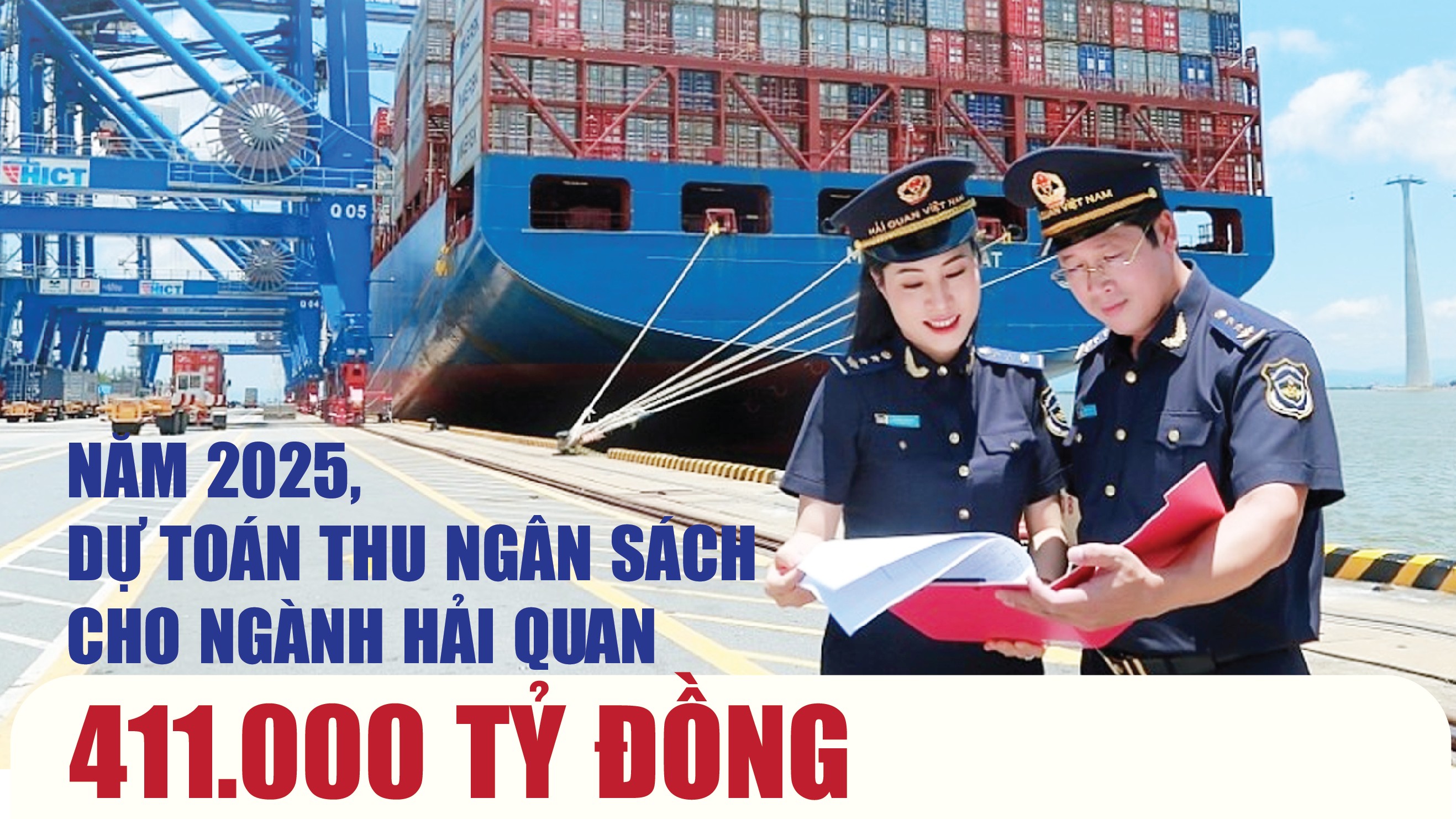 Infographics: Năm 2025, dự toán thu ngân sách cho ngành Hải quan 411.000 tỷ đồng