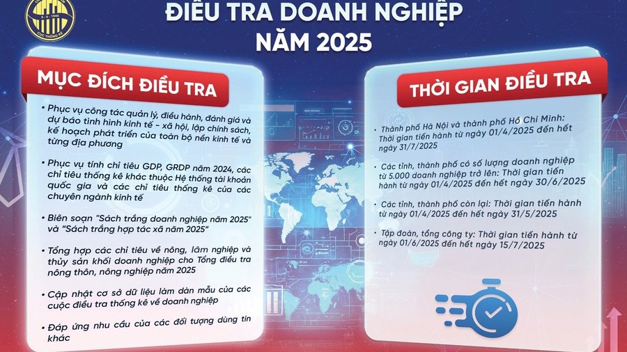 Từ 1/4, tiến hành điều tra doanh nghiệp năm 2025 trên cả nước