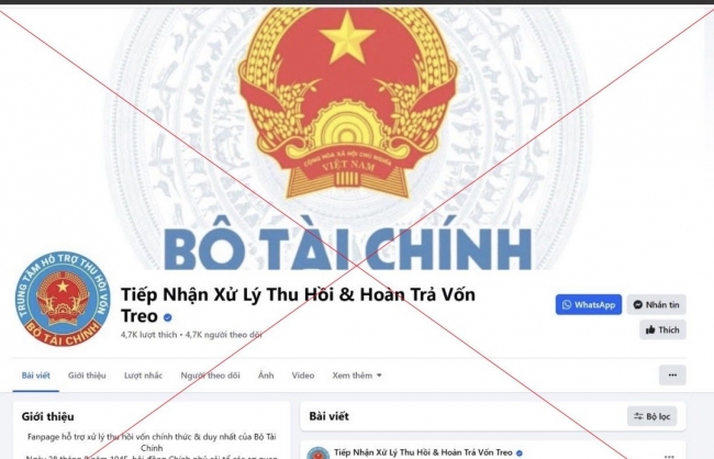 Cảnh báo giả mạo trang facebook của Bộ Tài chính