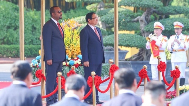 Thủ tướng Phạm Minh Chính chủ trì lễ đón Thủ tướng Ethiopia