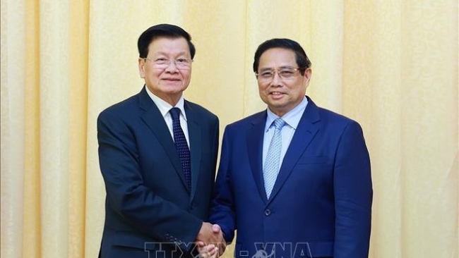 Thủ tướng Phạm Minh Chính tiếp Tổng Bí thư, Chủ tịch nước Lào Thongloun Sisoulith