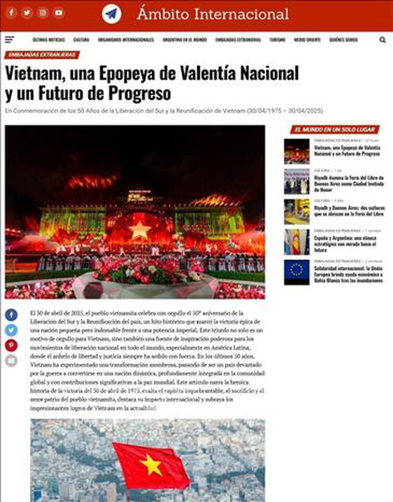 Truyền thông Mỹ Latin đồng loạt đăng tải loạt bài viết về chiến thắng lịch sử của Việt Nam- Ảnh 4. Truyền thông Mỹ Latin đồng loạt đăng tải loạt bài viết về chiến thắng lịch sử của Việt Nam- Ảnh 4.