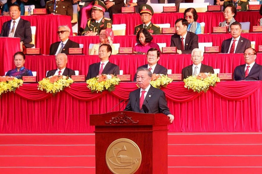 Tổng Bí thư Đảng Cộng sản Việt Nam Tô Lâm phát biểu tại buổi lễ. Ảnh: Đỗ Doãn