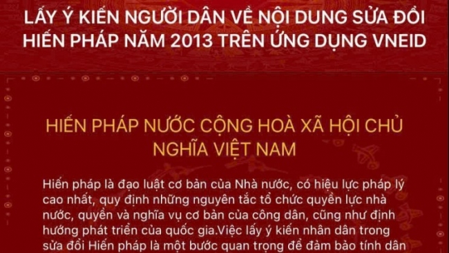 Hướng dẫn thực hiện góp ý sửa đổi, bổ sung một số điều của Hiến pháp trên VNeID