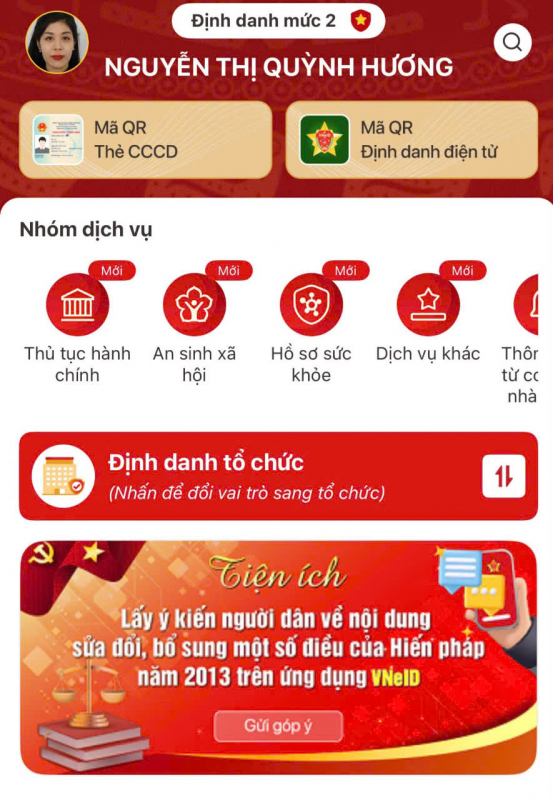 Hướng dẫn thực hiện góp ý sửa đổi, bổ sung một số điều của Hiến pháp trên VNeID- Ảnh 2. Hướng dẫn thực hiện góp ý sửa đổi, bổ sung một số điều của Hiến pháp trên VNeID- Ảnh 2.