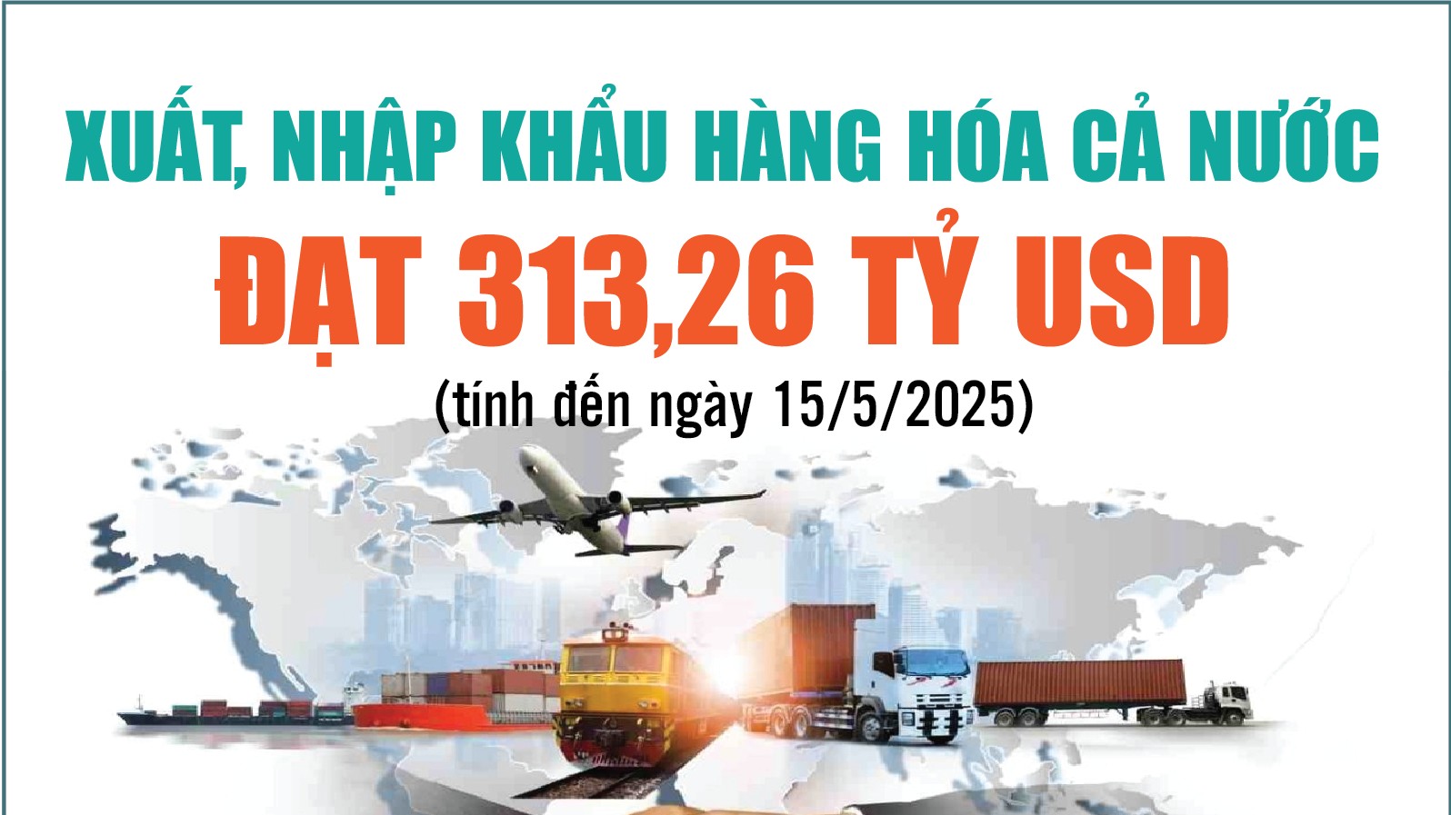 Infographics: Tổng kim ngạch xuất, nhập khẩu hàng hóa cả nước đạt 313,26 tỷ USD
