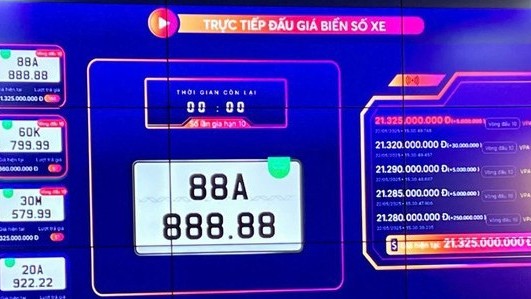 Biển số 88A - 888.88 trúng đấu giá với số tiền kỷ lục hơn 21 tỷ đồng