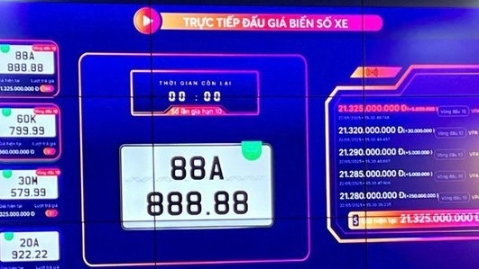 Biển số 88A - 888.88 trúng đấu giá với số tiền kỷ lục hơn 21 tỷ đồng