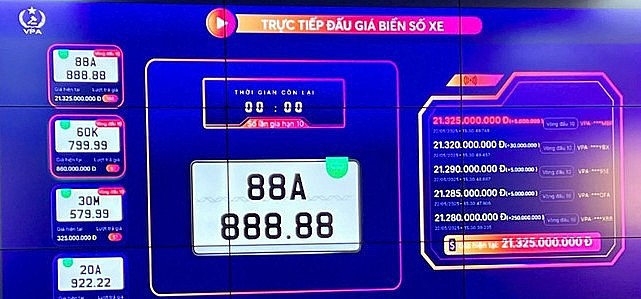 Biển số 88A - 888.88 trúng đấu giá với số tiền kỷ lục hơn 21 tỷ đồng Biển số 88A - 888.88 trúng đấu giá với số tiền kỷ lục hơn 21 tỷ đồng