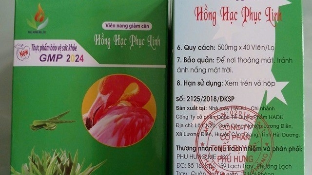Cảnh báo viên nang giảm cân Hồng Hạc Phục Linh có chứa chất cấm gây hại