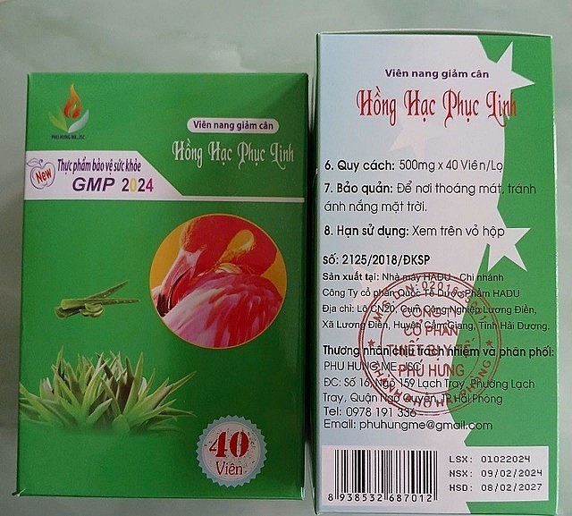 Cảnh báo viên nang giảm cân Hồng Hạc Phục Linh có chứa chất cấm gây hại