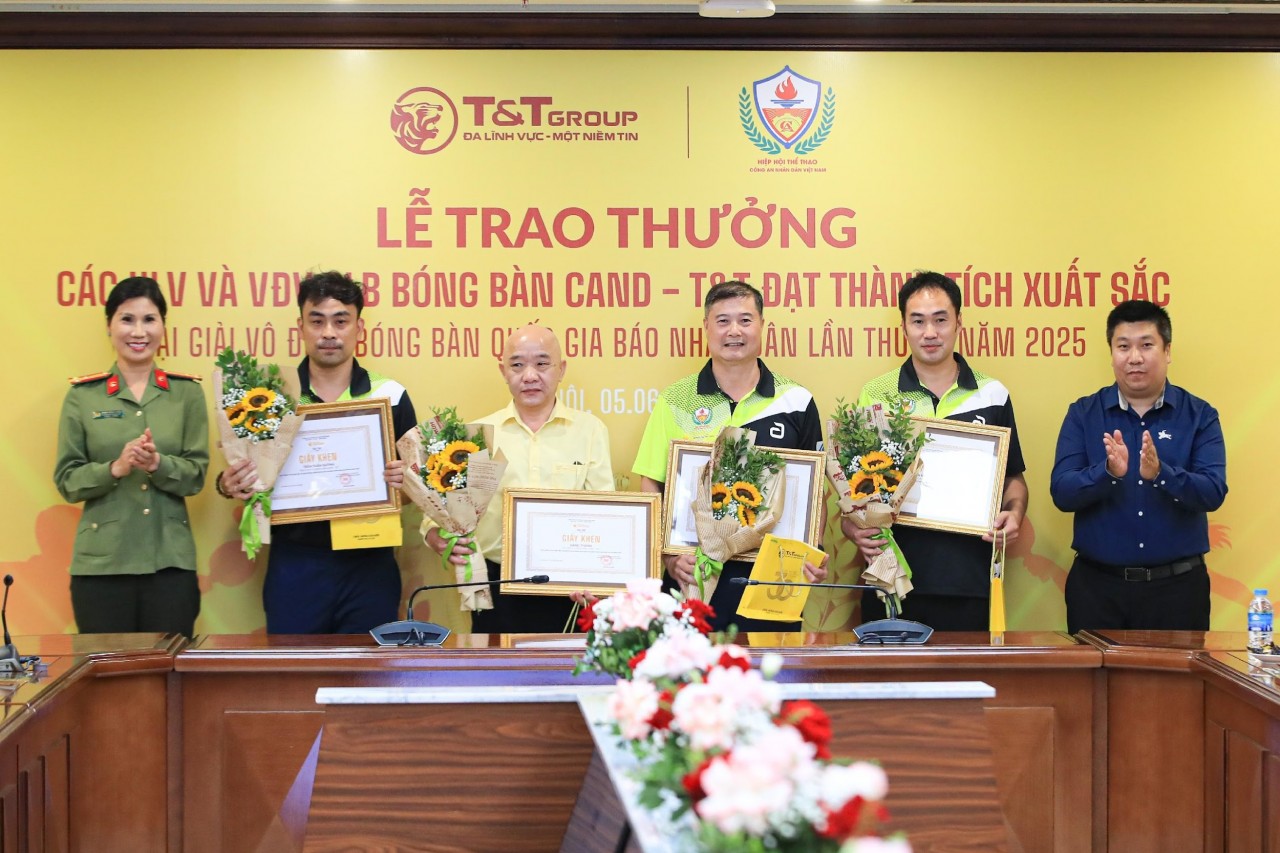 T&T Group trao thưởng hơn 1,2 tỷ đồng cho CLB Bóng bàn CAND - T&T sau Giải vô địch bóng bàn quốc gia 2025