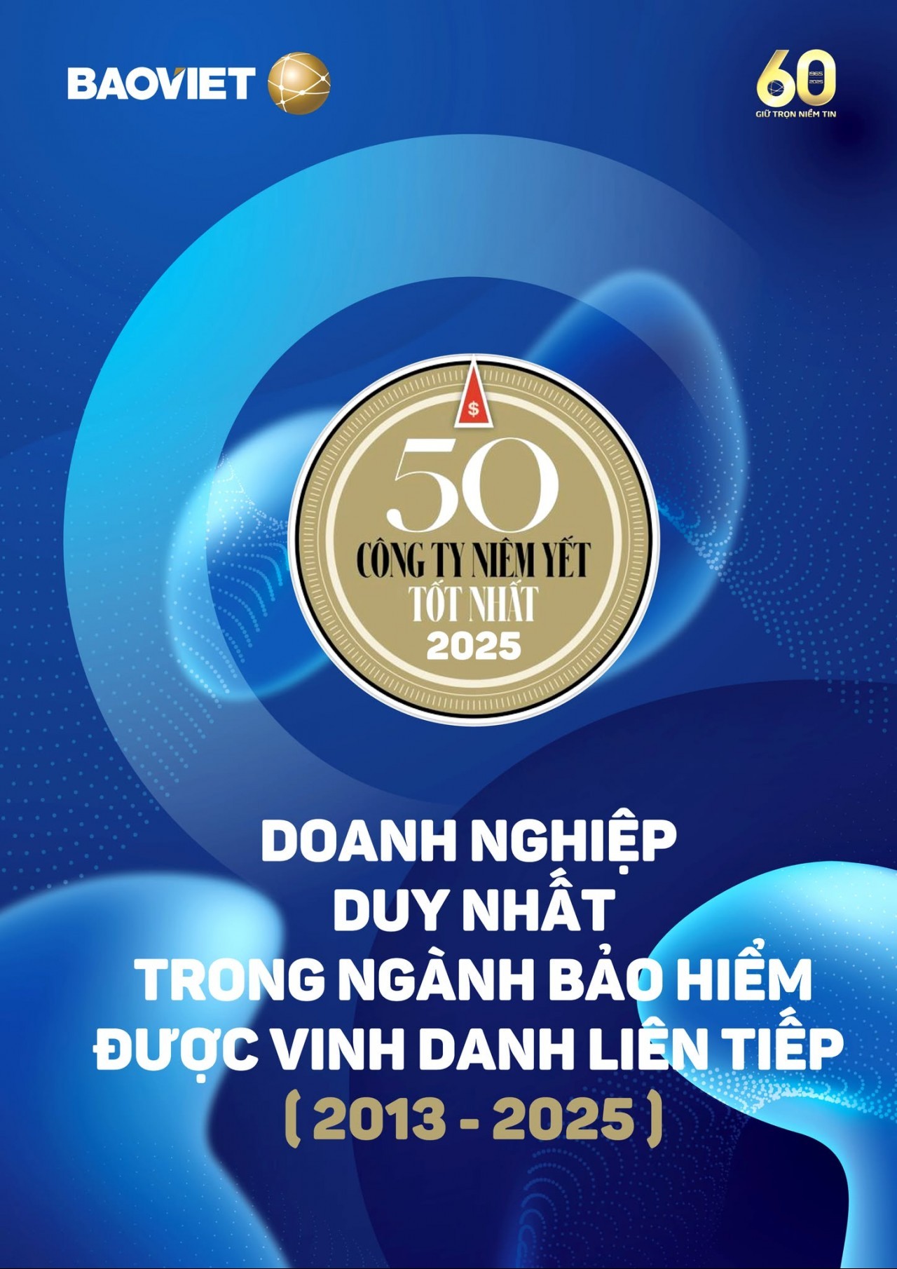 Bảo Việt - được vinh danh liên tiếp trong “Danh sách 50 công ty niêm yết tốt nhất Việt Nam” 2013-2025