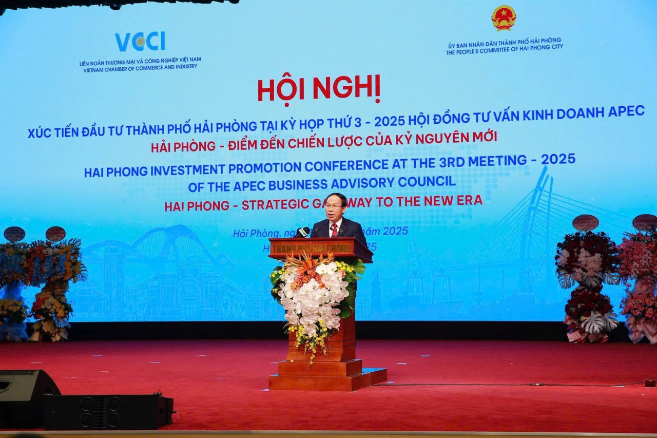 Bí thư Thành uỷ Hải Phòng Lê Tiến Châu phát biểu khai mạc Hội nghị xúc tiến đầu tư “Hải Phòng - điểm đến chiến lược của kỷ nguyên mới”