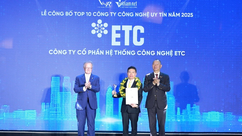 ETC nhận danh hiệu Top 10 Công ty công nghệ uy tín năm 2025