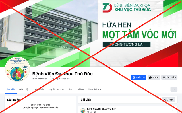 Cảnh báo fanpage giả mạo Bệnh viện Đa khoa Thủ Đức kêu gọi từ thiện