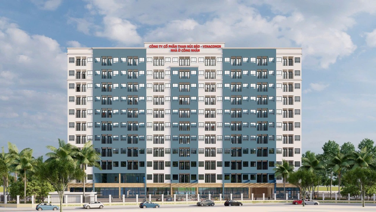 Phối cảnh tổng thể Dự án đầu tư xây dựng nhà ở tập thể công nhân hầm lò Công ty CP Than Núi Béo. Ảnh CTV