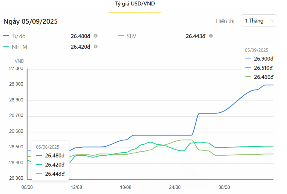Thị trường tiền tệ tuần 1 - 5/9: Tỷ giá chợ đen áp sát 27.000 đồng, hút ròng gần 31 nghìn tỷ đồng
