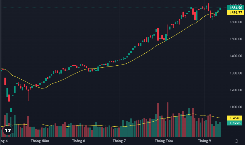 Chứng khoán ngày 15/9: Dòng tiền lan tỏa, VN-Index hướng về đỉnh cũ Chứng khoán ngày 15/9: Dòng tiền lan tỏa, VN-Index hướng về đỉnh cũ