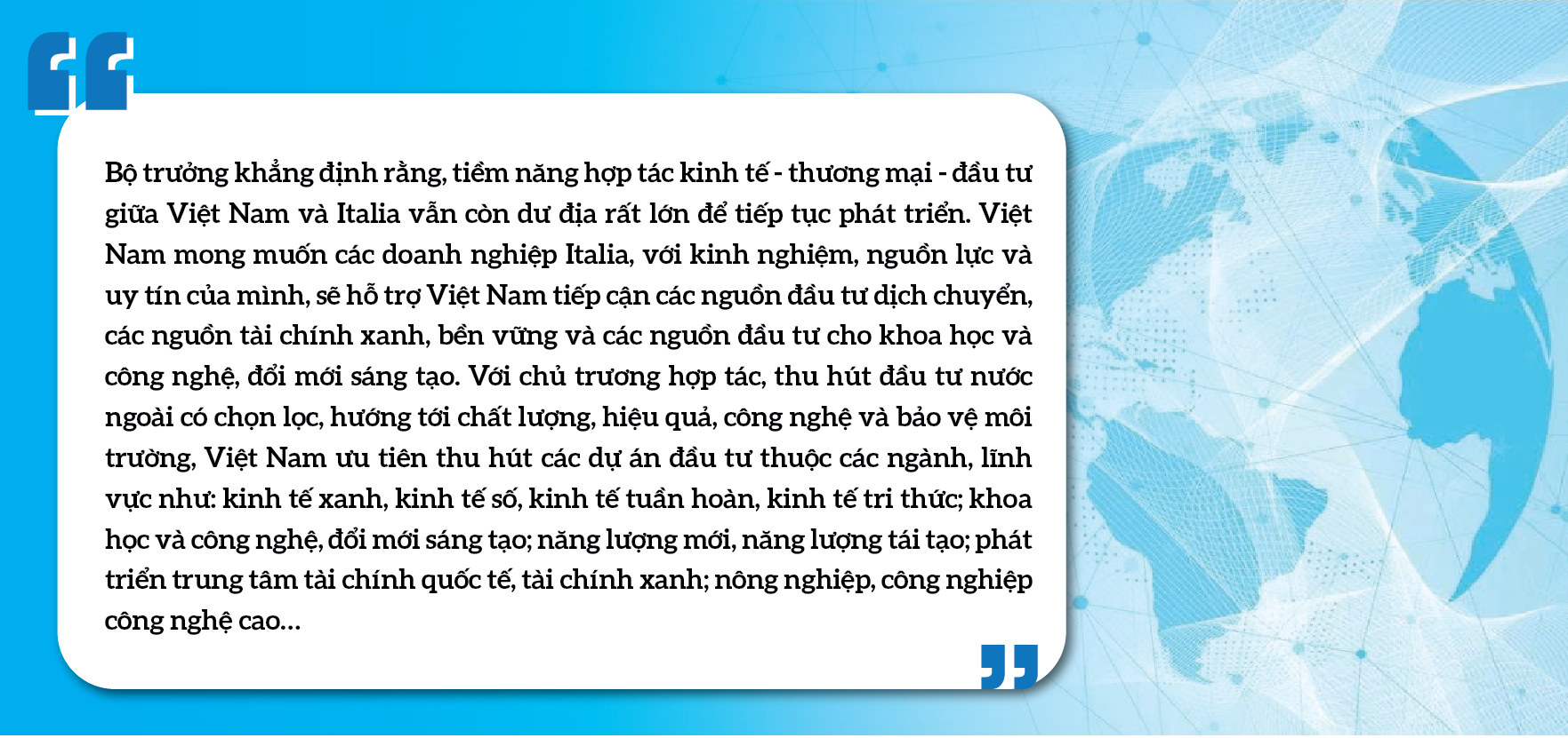 Việt Nam rộng mở cơ hội đón dòng vốn từ Vương quốc Anh và Italia Việt Nam rộng mở cơ hội đón dòng vốn từ Vương quốc Anh và Italia