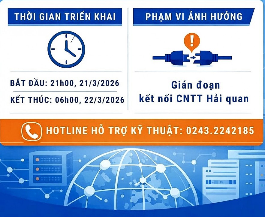 undefined Doanh nghiệp cần lưu ý lịch bảo trì hệ thống công nghệ thông tin hải quan đêm 21/3